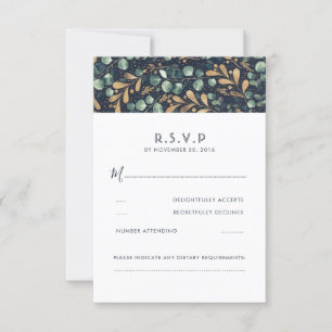 Green Blue et Gold Wedding RSVP