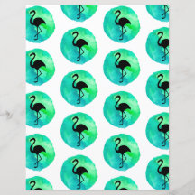 Green Blue Flamingo Pattern Scrapbook Paper