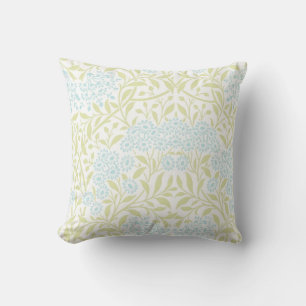 Green Blue Floral Damask Pattern Throw Pillow