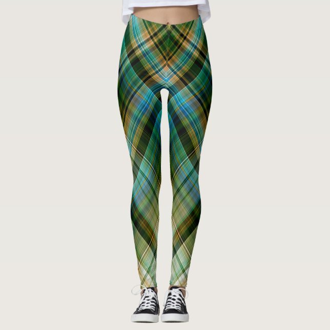 Green Blue Geometric Leggings (Front)