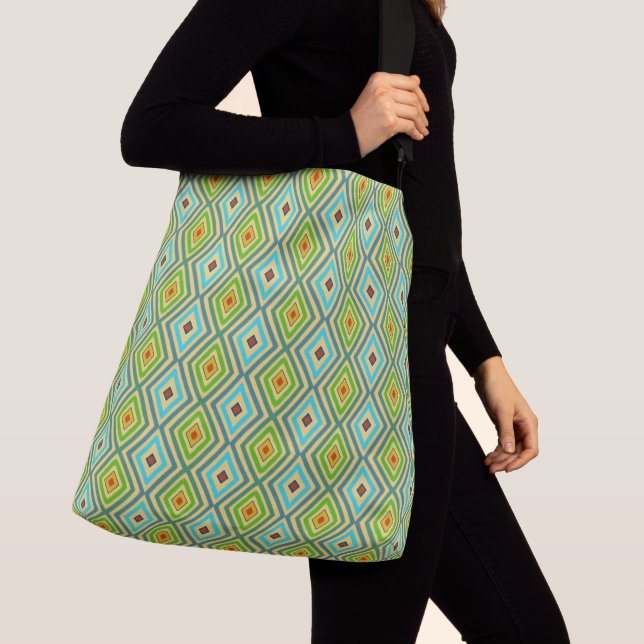 Green Blue Geometrical Unique  Crossbody Bag (Close Up)