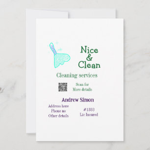 Green blue gitter clean mop add name address q r b invitation