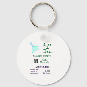 Green blue gitter clean mop add name address q r b keychain