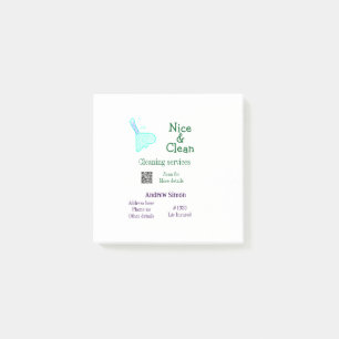 Green blue gitter clean mop add name address q r b post-it notes