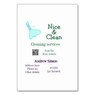 Green blue gitter clean mop add name address q r b table number