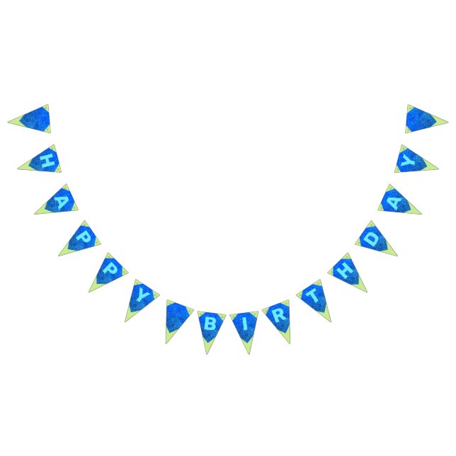 Green & Blue Glitter Happy Birthday Bunting Flags (All)
