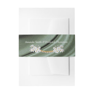 Green,Blue,Gold,ivory Silk & Pearls Belly Band Invitation Belly Band