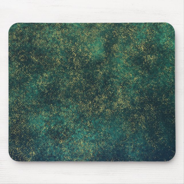 Green, Blue & Gold Watercolor Mouse Pad (Front)