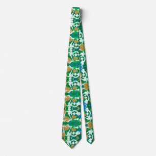 Green, Blue, Gold, White Repeating Pattern  Tie