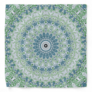 Green Blue Grey Coastal Mandala Kaleidoscope Bandana
