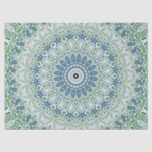 Green Blue Grey Coastal Mandala Kaleidoscope Tissue Paper
