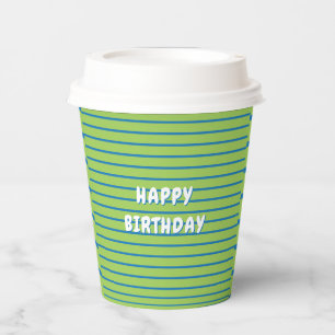 Green & Blue Happy Birthday Child's  Paper Cups
