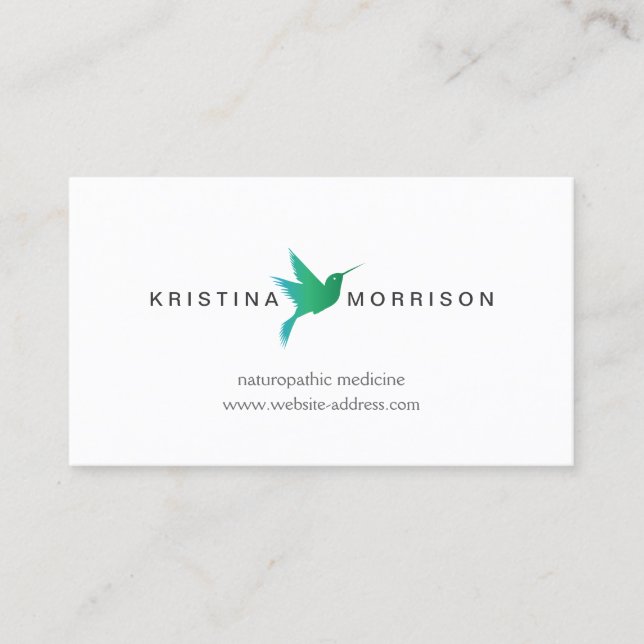 Green/Blue Hummingbird Logo Business Card (Front)
