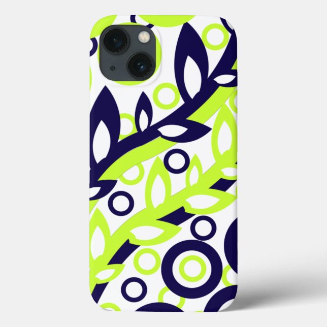Green Blue Leaves Case-Mate iPhone Case (Back)