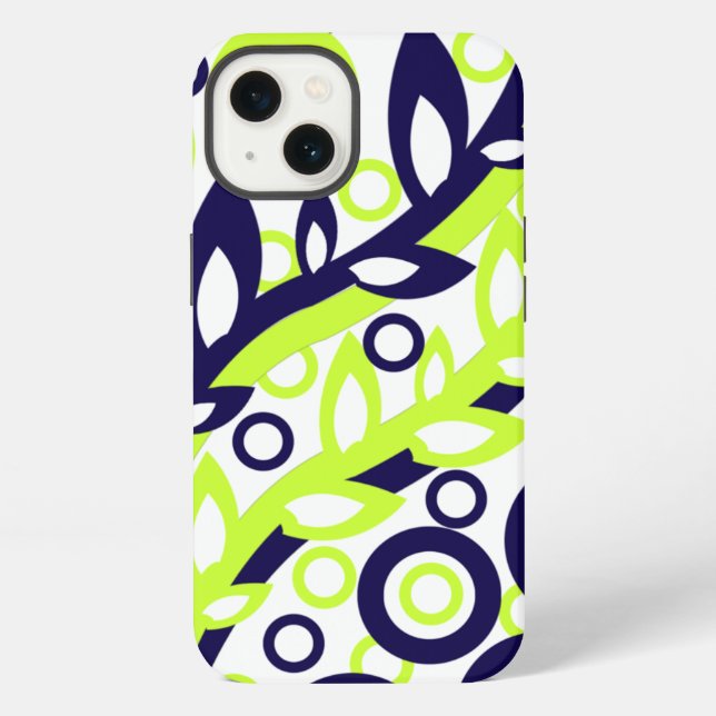 Green Blue Leaves iPhone Case (Back)