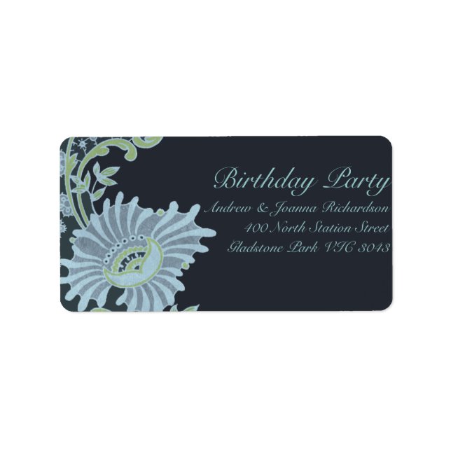 Green & Blue Lush Floral Address Label (Front)