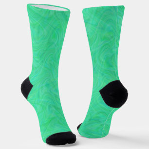 Green Blue Marbling Pattern Socks