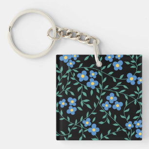Green & blue Modern Abstract Floral Keychain