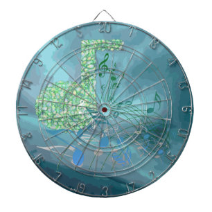 Green & Blue Music Notes Abstract 2 Dart Board
