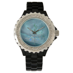 Green & Blue Music Notes Abstract Watch