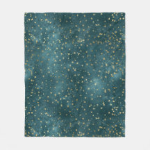 Green blue night sky teal gold star pattern