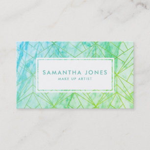 Green Blue Ombre Pattern Make Up Artist Business Card