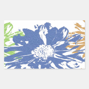 Green Blue Orange Flower Motif Sticker