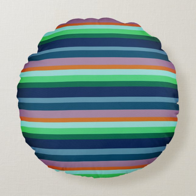 Green, Blue , Orange Stripes Field Cushion (Front)