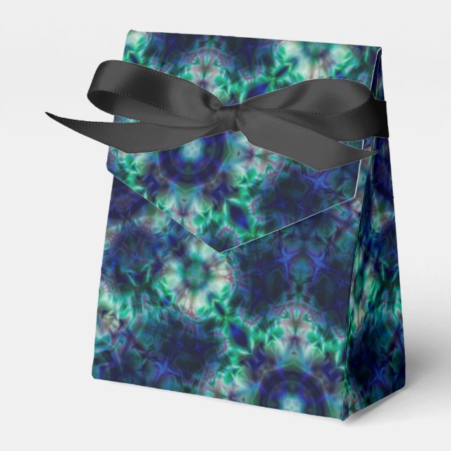 Green blue  ornament favor box (Front Side)