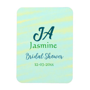 Green blue pastel watercolor bridal shower name da magnet