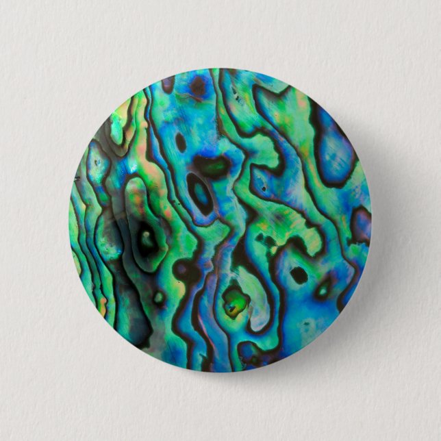 Green blue paua abalone shell 2 inch round button (Front)