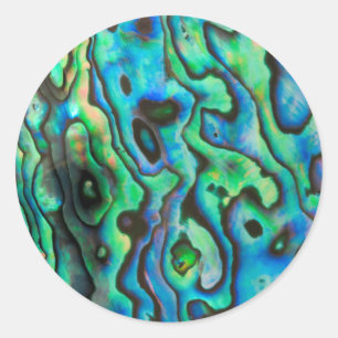 Green blue paua abalone shell classic round sticker