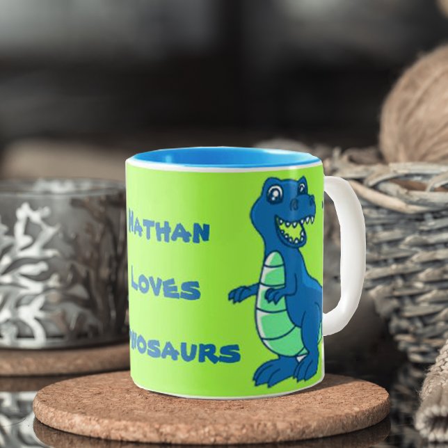 Green Blue | Personalize Name | Dinosaur | Mug (Creator Uploaded)