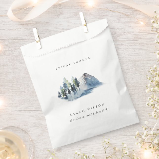 Green Blue Pine Woods Mountain Bridal Shower Favour Bag (Clipped)