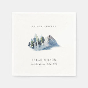 Green Blue Pine Woods Mountain Bridal Shower Napkin