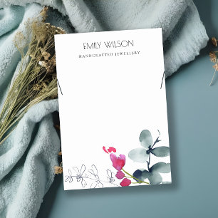 GREEN BLUE PINK EUCALYPTUS FAUNA NECKLACE DISPLAY BUSINESS CARD