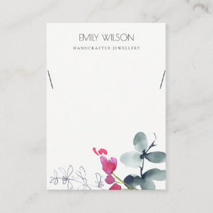 GREEN BLUE PINK EUCALYPTUS FAUNA NECKLACE DISPLAY BUSINESS CARD