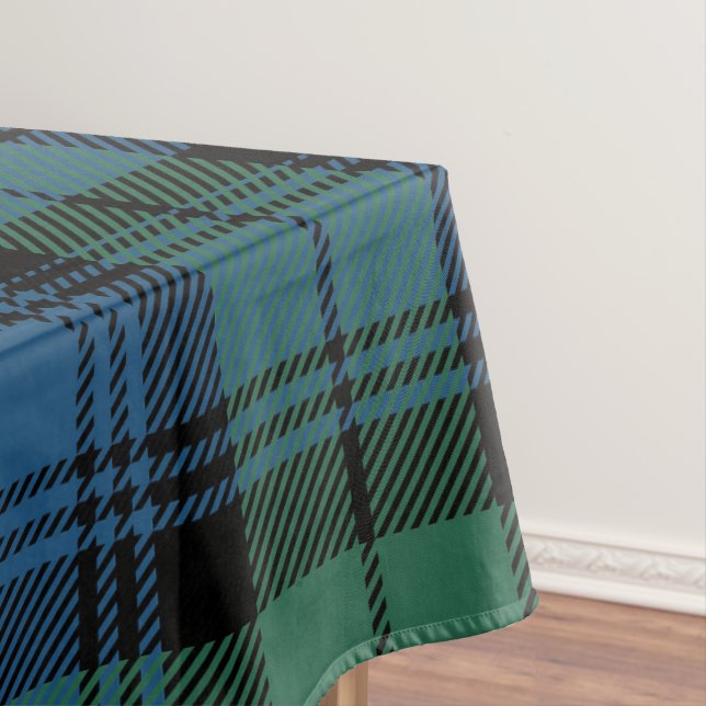 Green Blue Plaid Rustic Classic Campbell Tartan Tablecloth (In Situ)