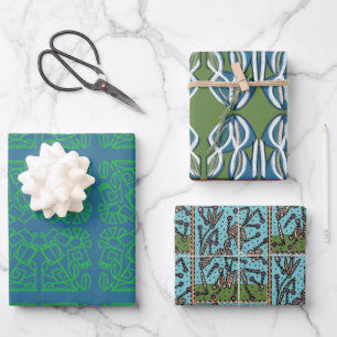 GREEN BLUE PLANTS CRAZY WRAPPING PAPER