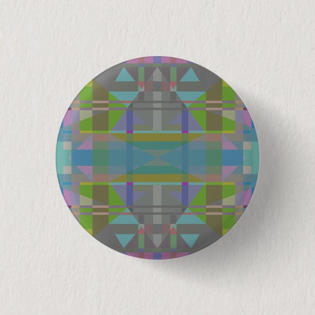 Green Blue Purple Geometric 1 Inch Round Button (Front)