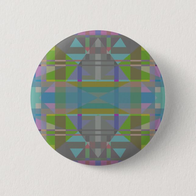 Green Blue Purple Geometric 2 Inch Round Button (Front)