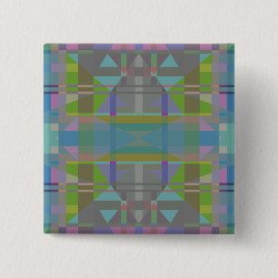 Green Blue Purple Geometric 2 Inch Square Button