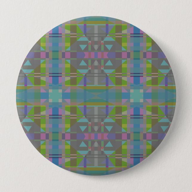 Green Blue Purple Geometric  4 Inch Round Button (Front)