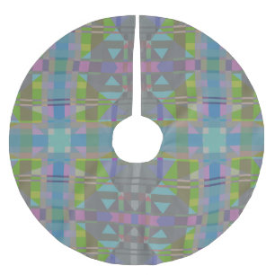 Green Blue Purple Geometric Brushed Polyester Tree Skirt