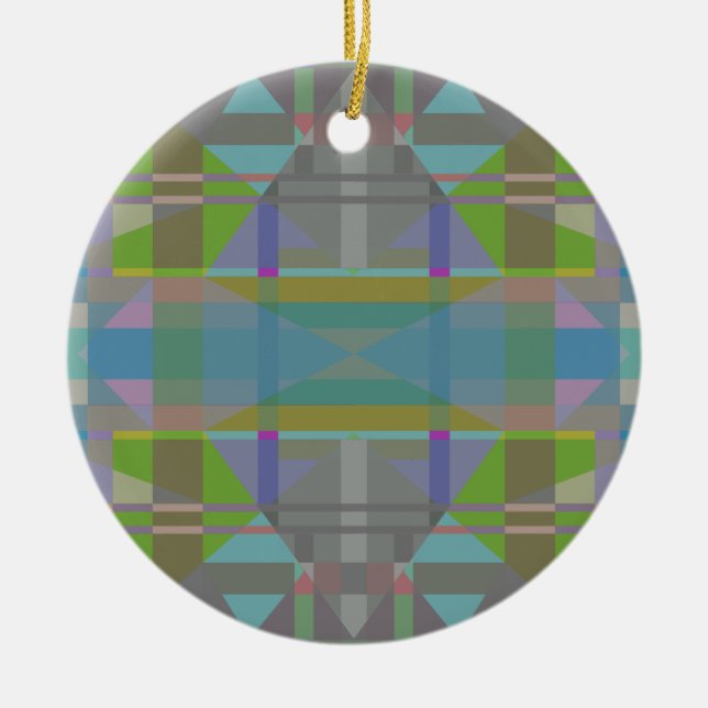 Green Blue Purple Geometric Ceramic Ornament (Front)