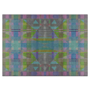Green Blue Purple Geometric Cutting Board