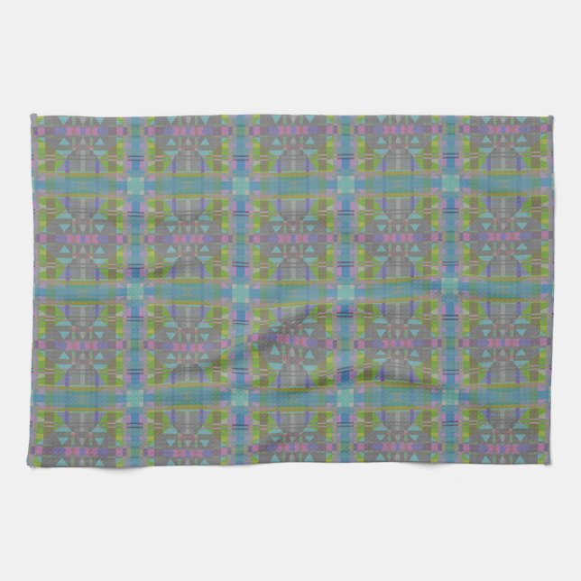 Green Blue Purple Geometric Kitchen Towel (Horizontal)