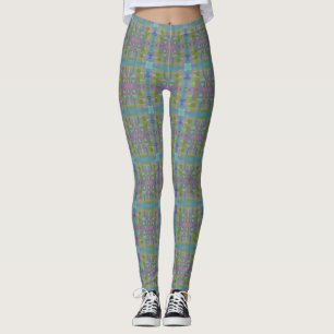 Green Blue Purple Geometric Leggings