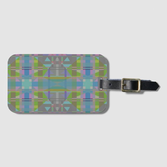 Green Blue Purple Geometric Luggage Tag (Front Horizontal)
