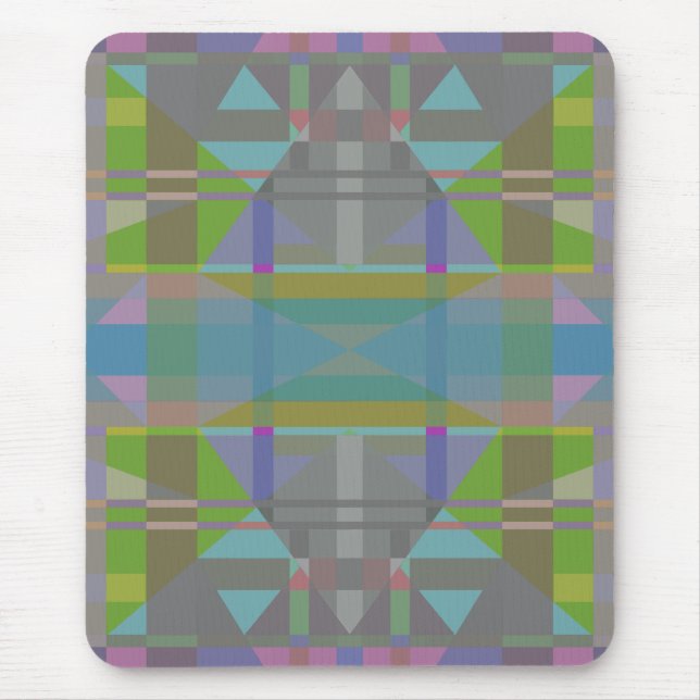Green Blue Purple Geometric Mouse Pad (Front)